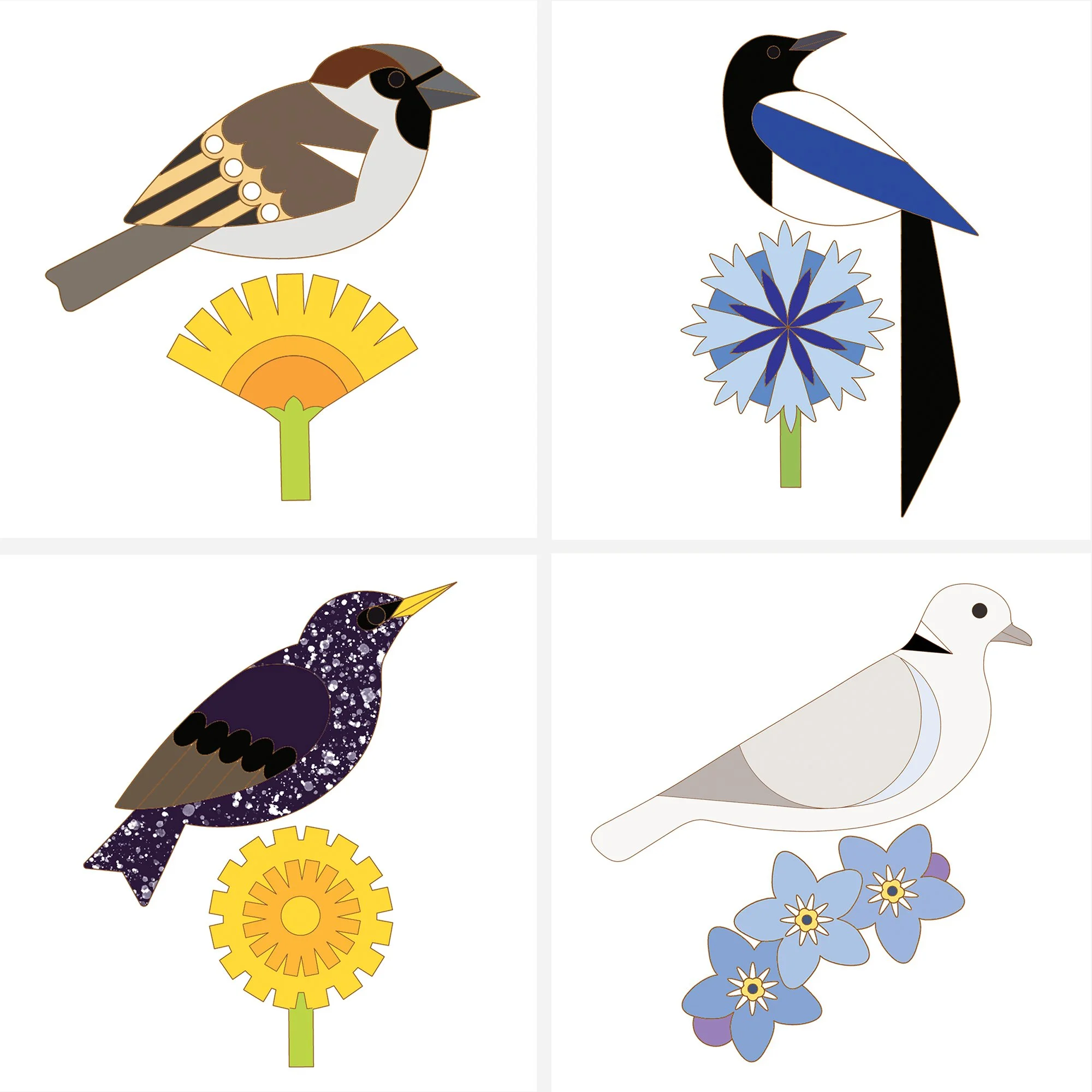 garden birds ii collection - set of four cards