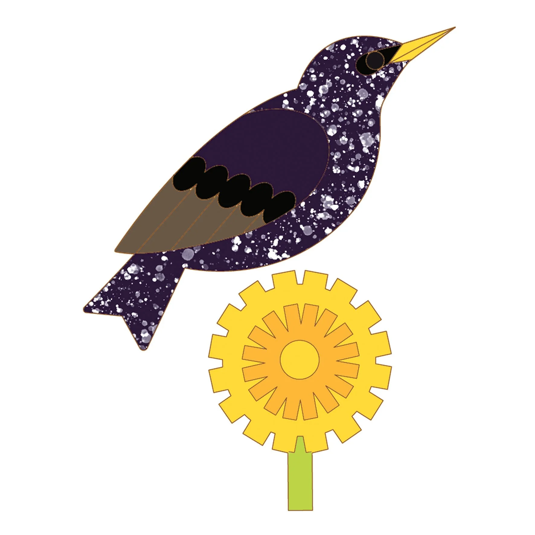 starling & dandelion greetings card