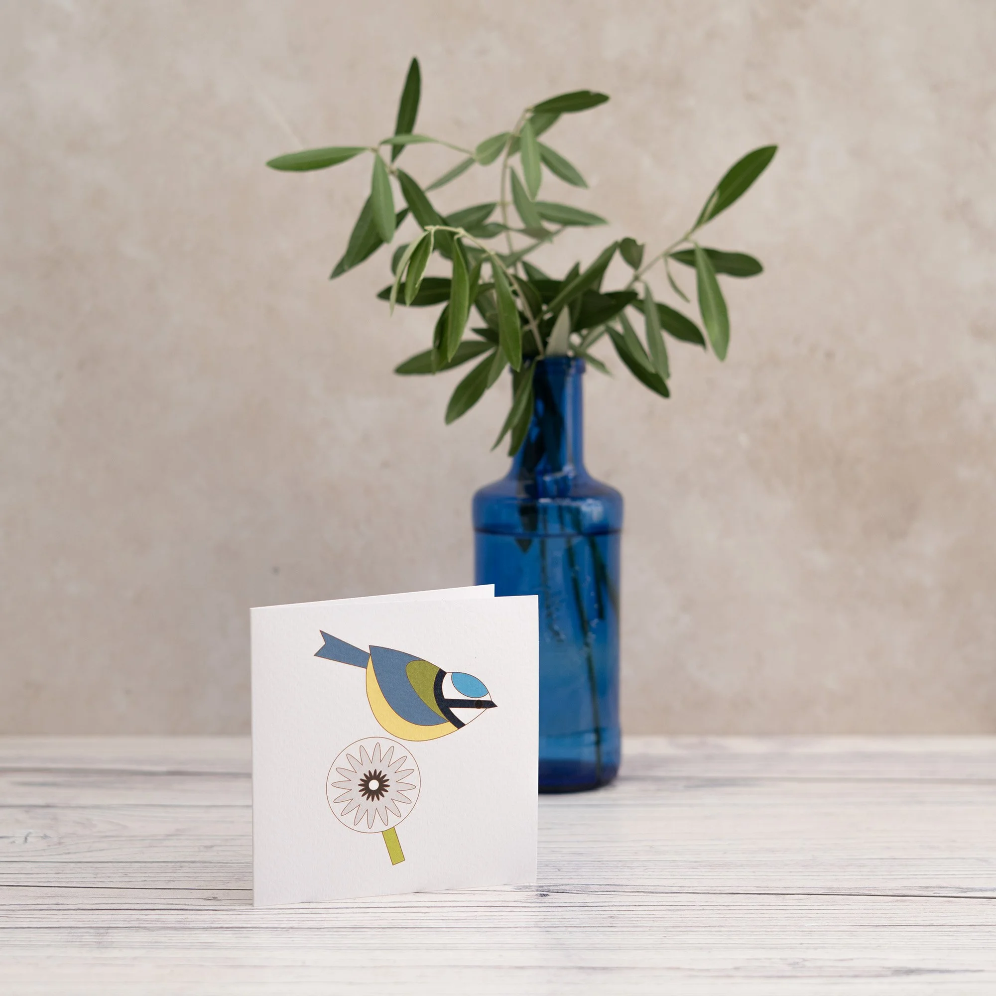 Shark Alley Blue Tit Dandelion Greetings Card 1.jpg