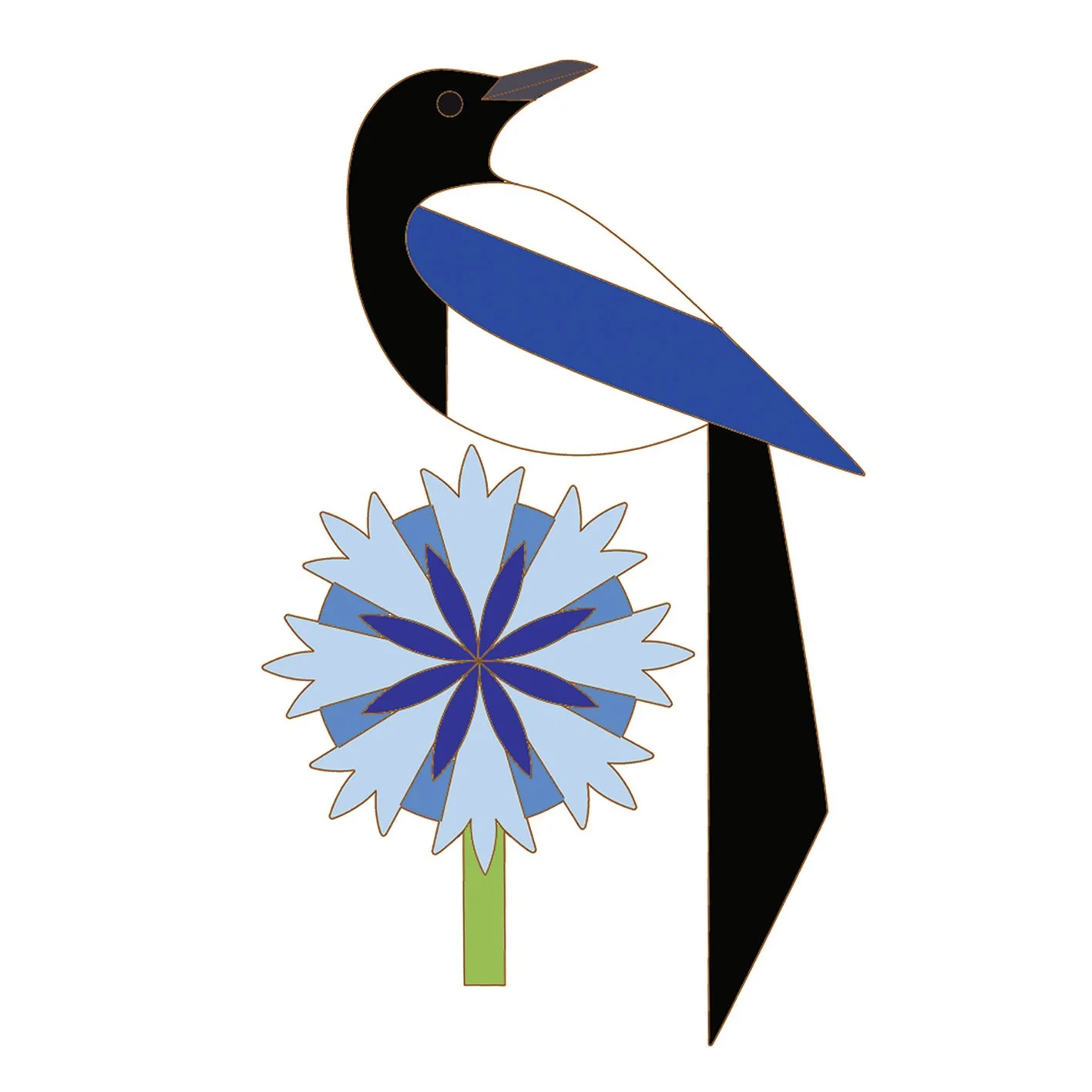 magpie & cornflower greetings card