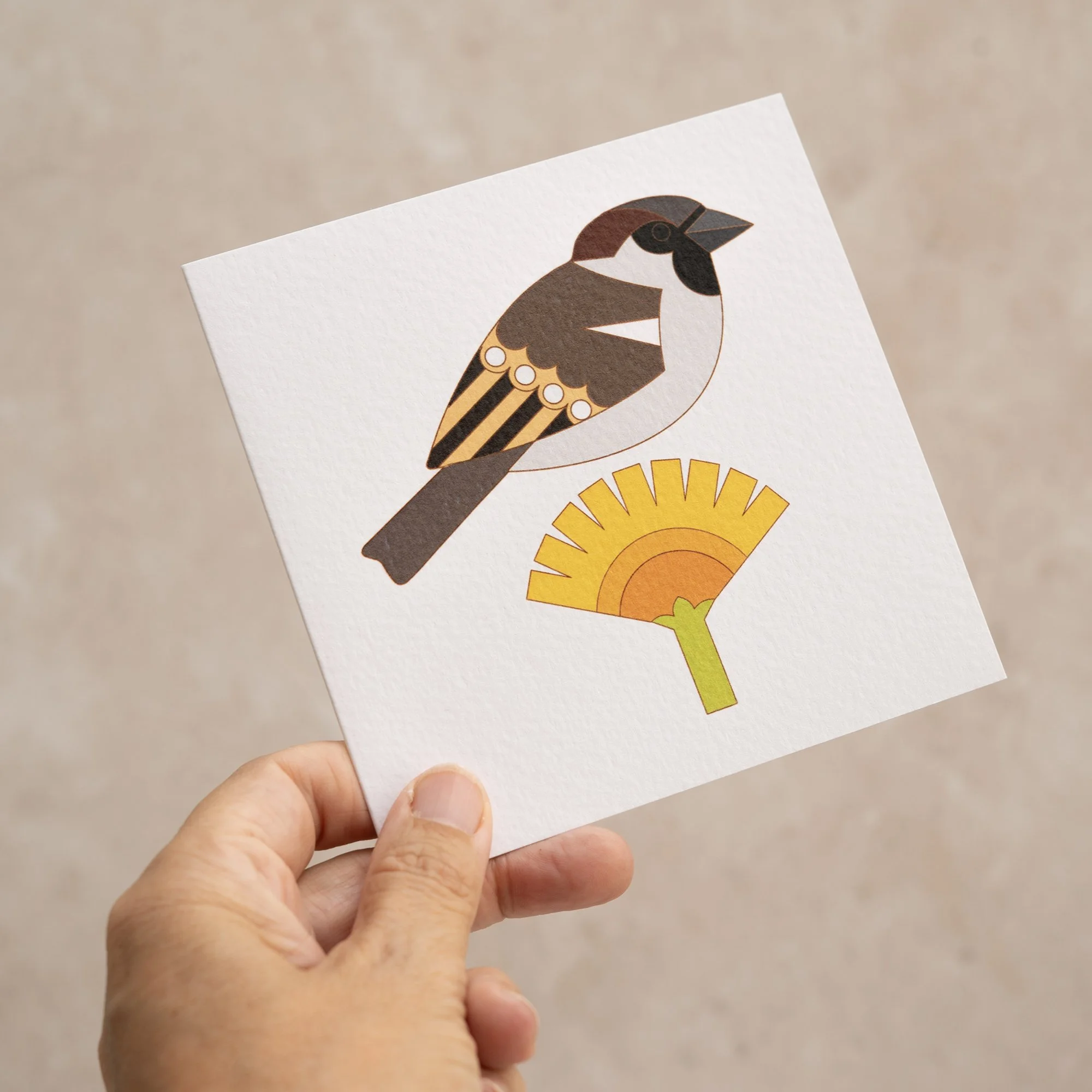 Shark Alley Sparrow Dandelion Greetings Card 2.jpg