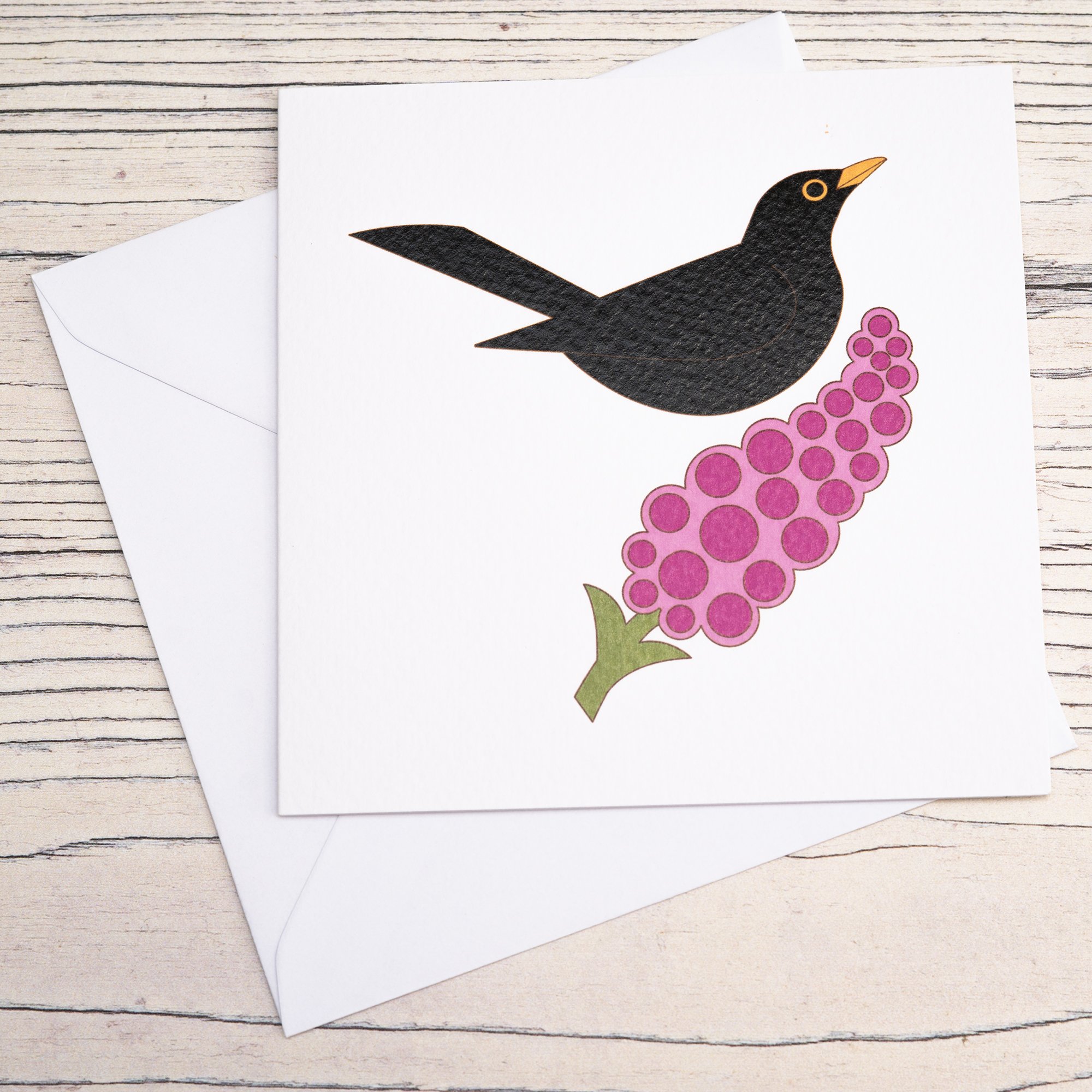 Shark Alley Blackbird Foxglove Greetings Card 3.jpg