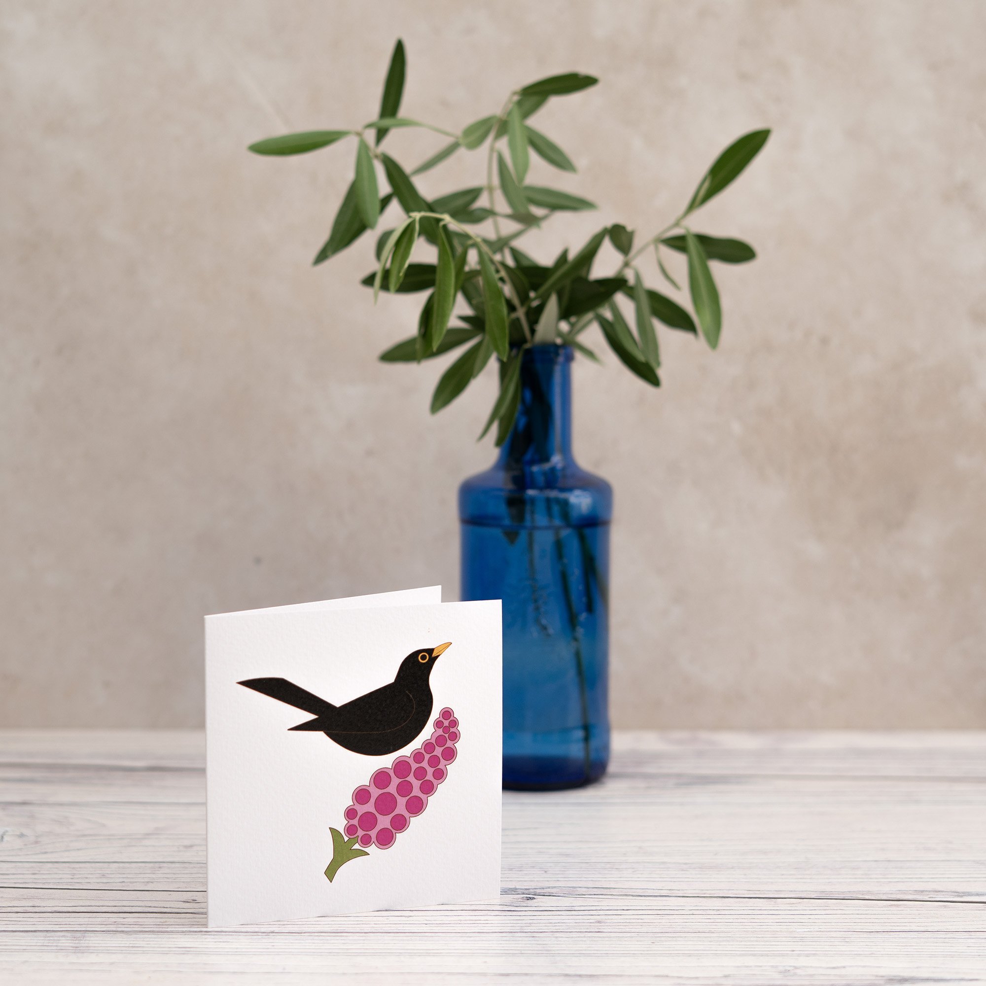 Shark Alley Blackbird Foxglove Greetings Card 1.jpg