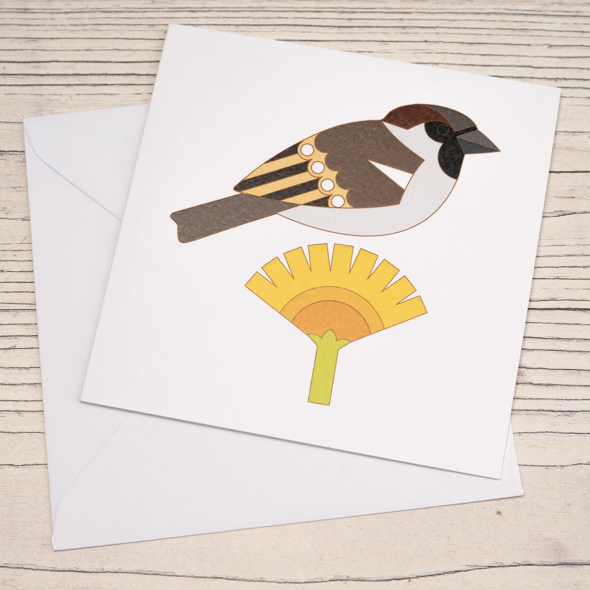 Shark Alley Sparrow Dandelion Greetings Card 3.jpg