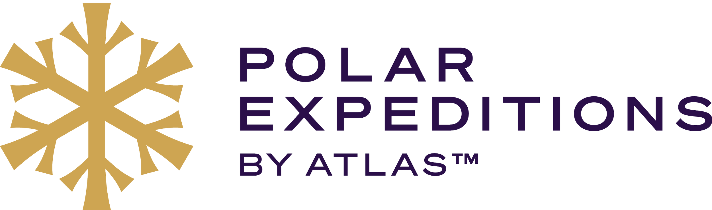 Logo of Polar Expeditions by Atlas featuring a gold snowflake and purple text.