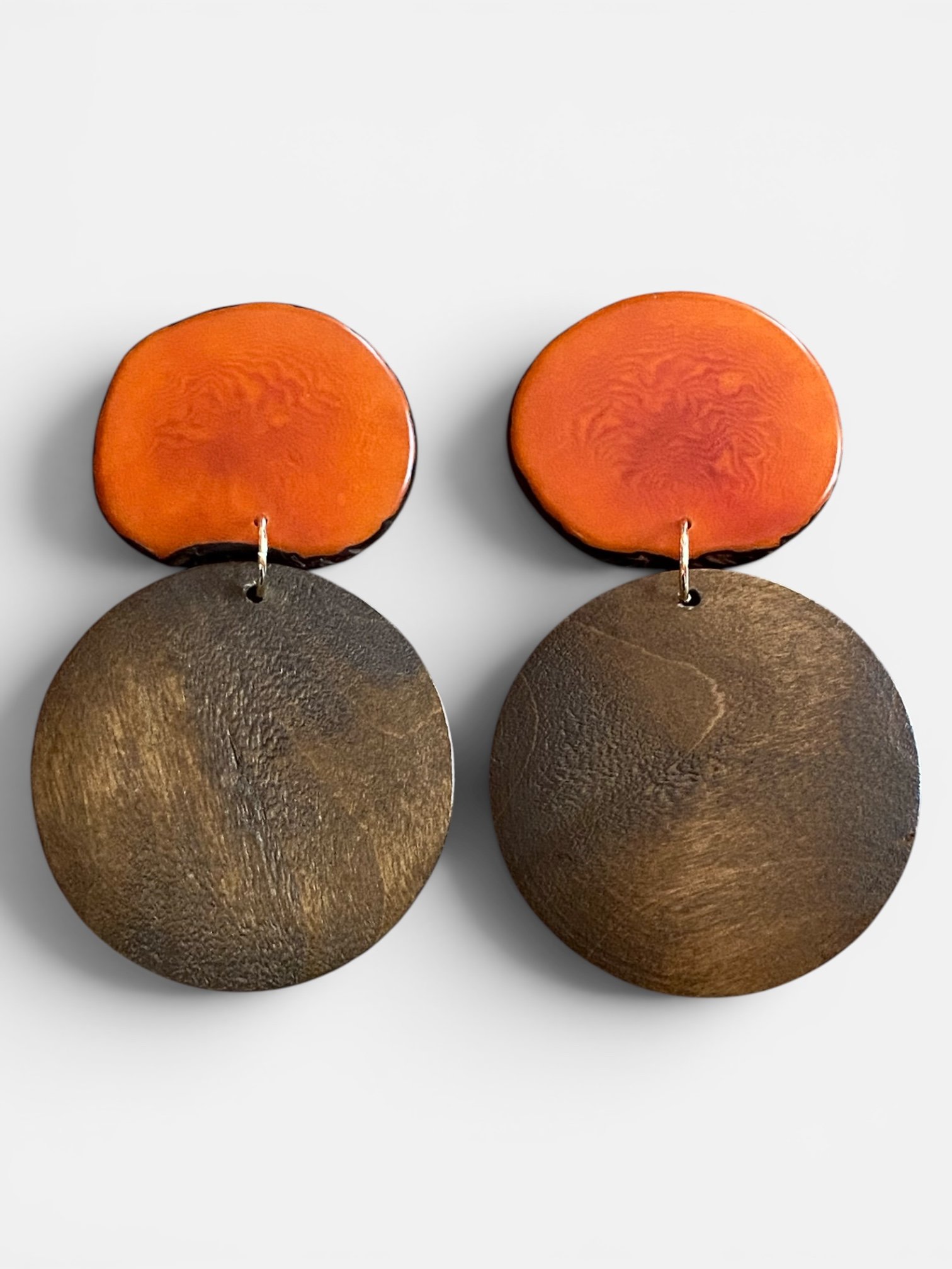 Maximalist Tagua and Wood Statement Earrings
