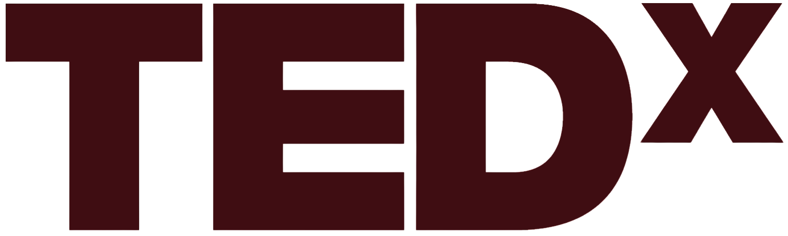 The red and black logo of TEDx, a program of local, self-organized events that bring people together to share a TED-like experience.