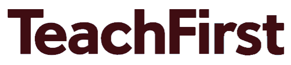 The logo features the words "Teach First" with "Teach" in dark red and "First" in dark blue, set on a plain white background.