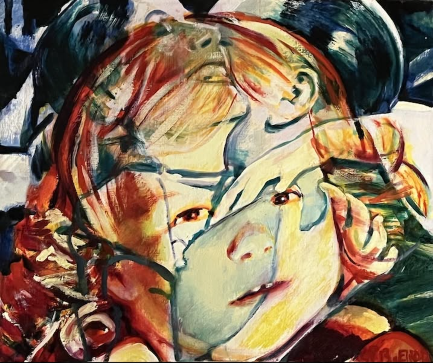 Embrace/Kid Segue, 2009, Oil on canvas, 18" x 22"