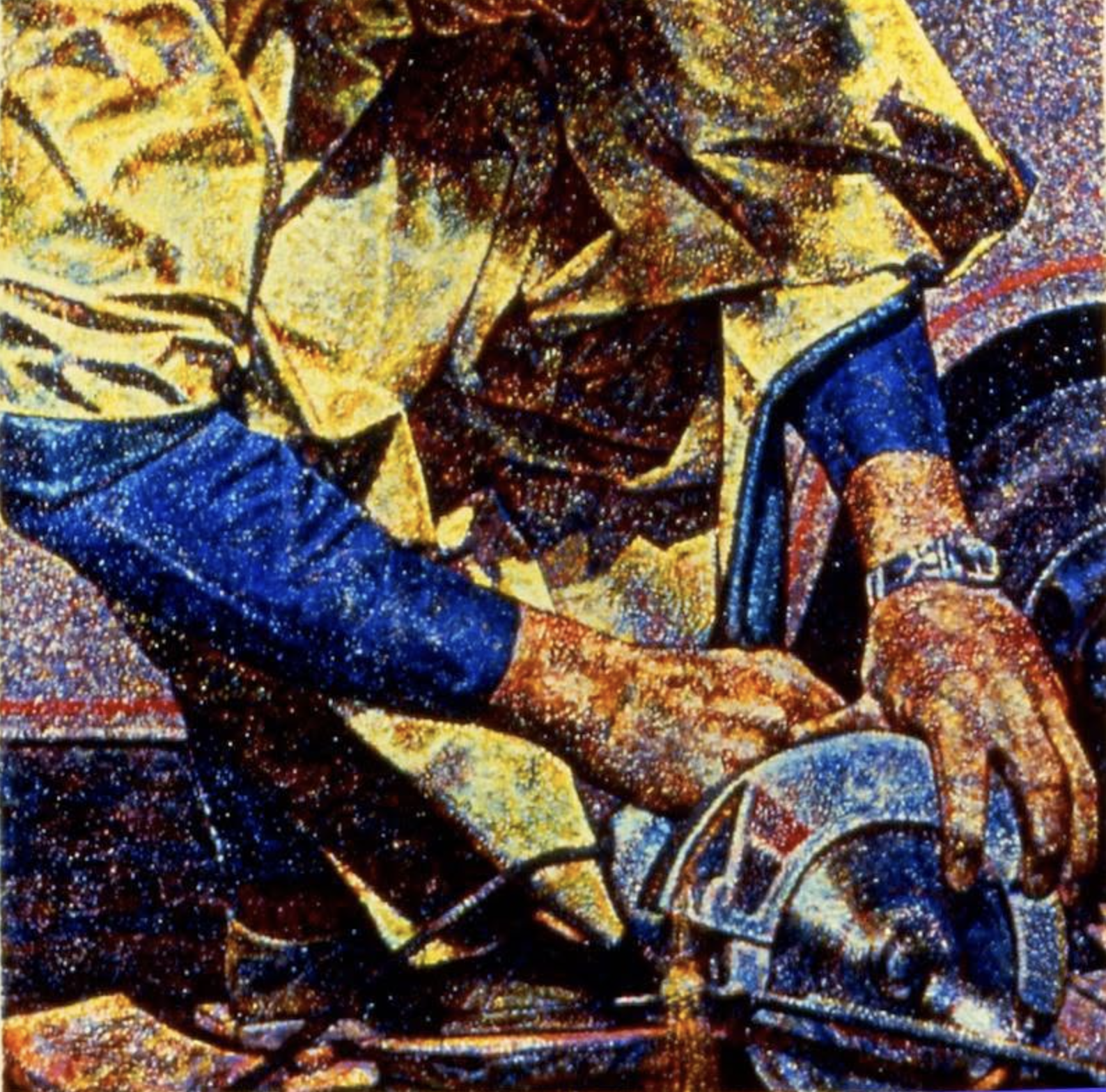Skids, sometimes you hit a nail, 1981, 72" x 72", Oil on handmade polymered paper