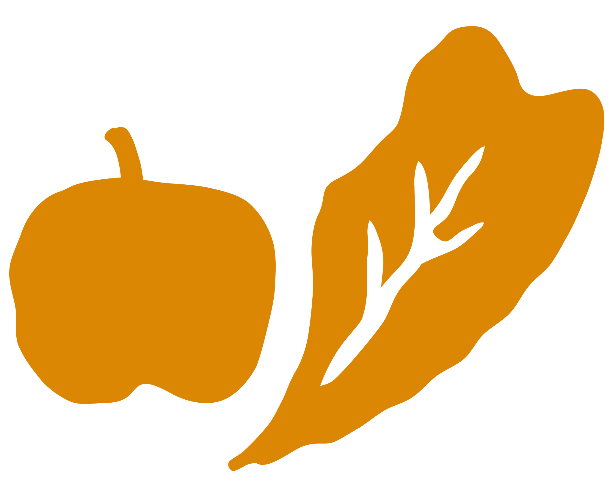 Illustration of an apple an dlettuce.