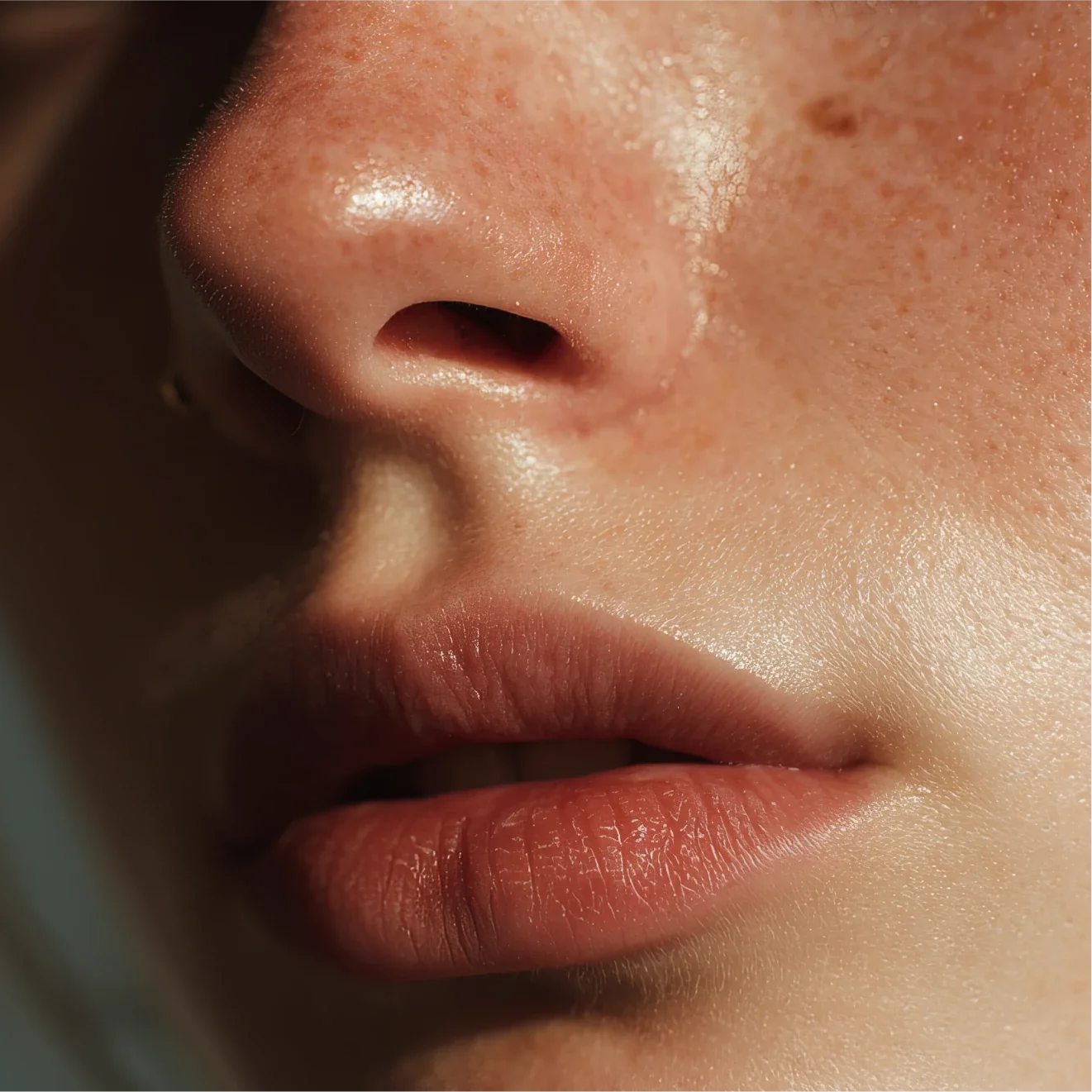 Close-up of healthy glowing human skin texture with smooth surface and natural tone