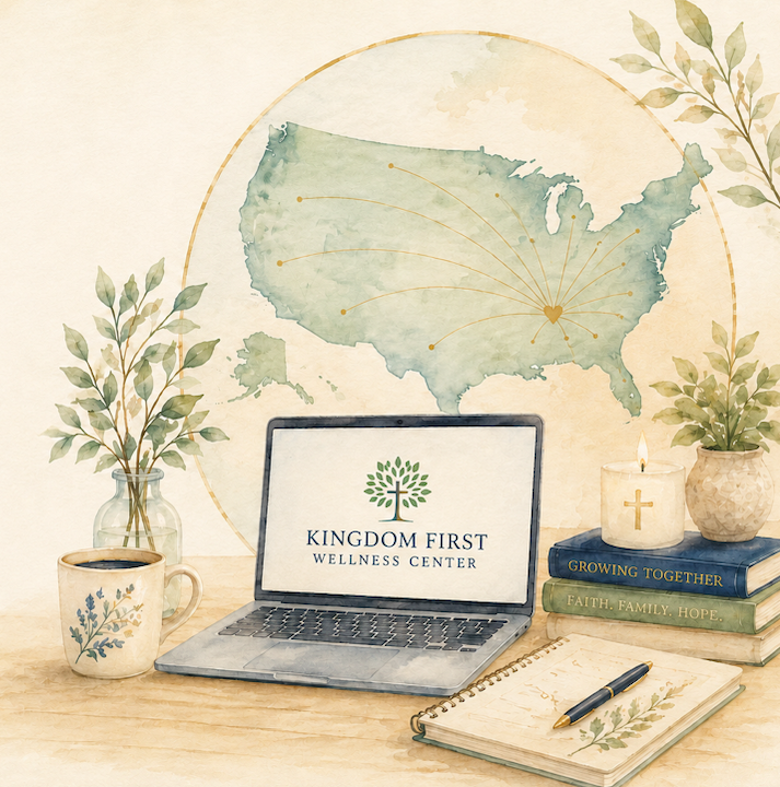 Kingdom First Wellness Center provides in-person services for families throughout Middle Tennessee, while also offering virtual consultations, parent education, and select programs for families across the United States.