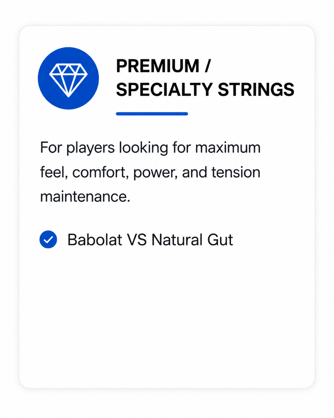 Premium tennis strings available at Precision Stringing Lab, including Babolat natural gut.
