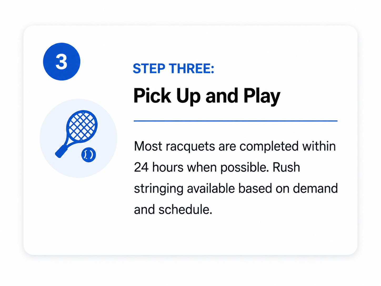 How to pick up a strung tennis racquet at Precision Stringing Lab in Wilmington, Delaware
