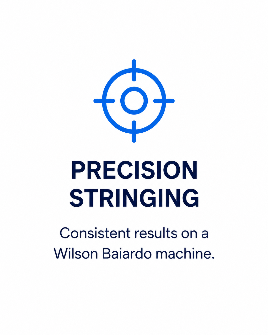 Alt text: Precision tennis racquet stringing on a Wilson Baiardo electronic constant-pull machine.
