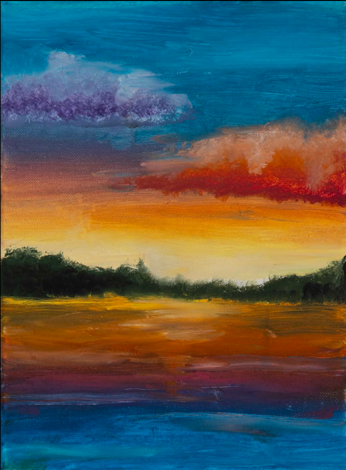 Beach Lake, 2020, 12” x 20”, Oil Paint on Canvas