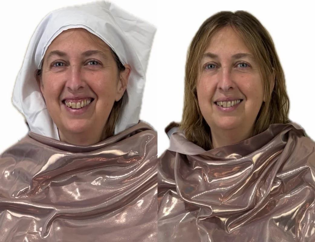 Sometimes covering hair can be helpful to get a more accurate analysis. Gina has been looking to better understand her undertone so she can find the right color for her hair. We analyzed her season with her hair covered and without. We discovered tha
