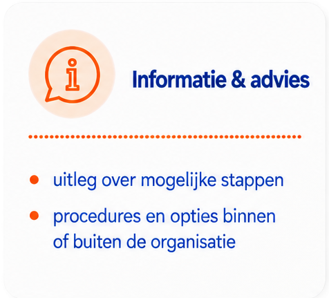 Informatie en advies over vervolgstappen en procedures