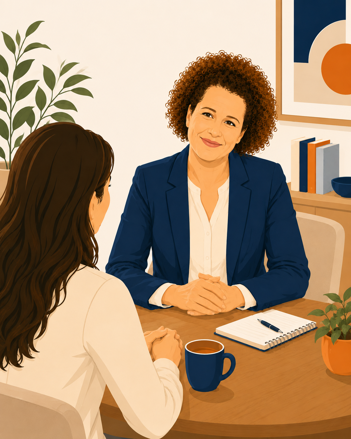 Extern vertrouwenspersoon in vertrouwelijk gesprek met medewerker over sociale veiligheid