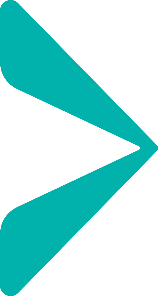 A teal arrow-shaped logo with a stylized right-pointing dynamic design.