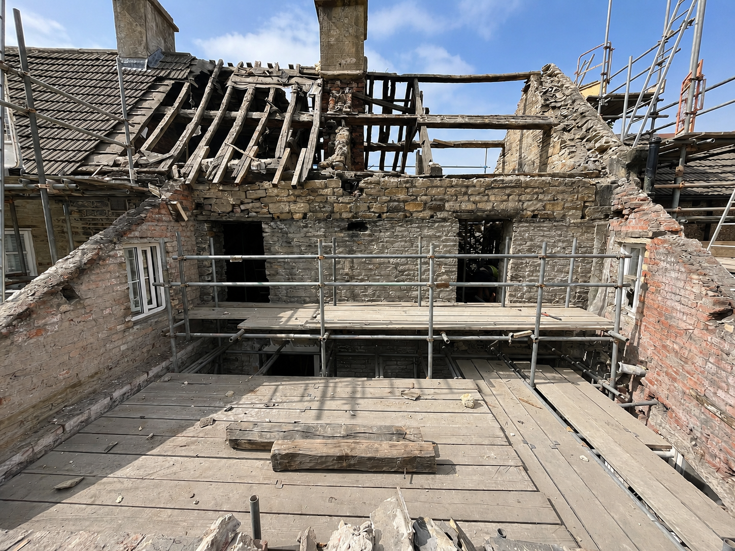 Structural alteration works carried out during the residential property conversion.