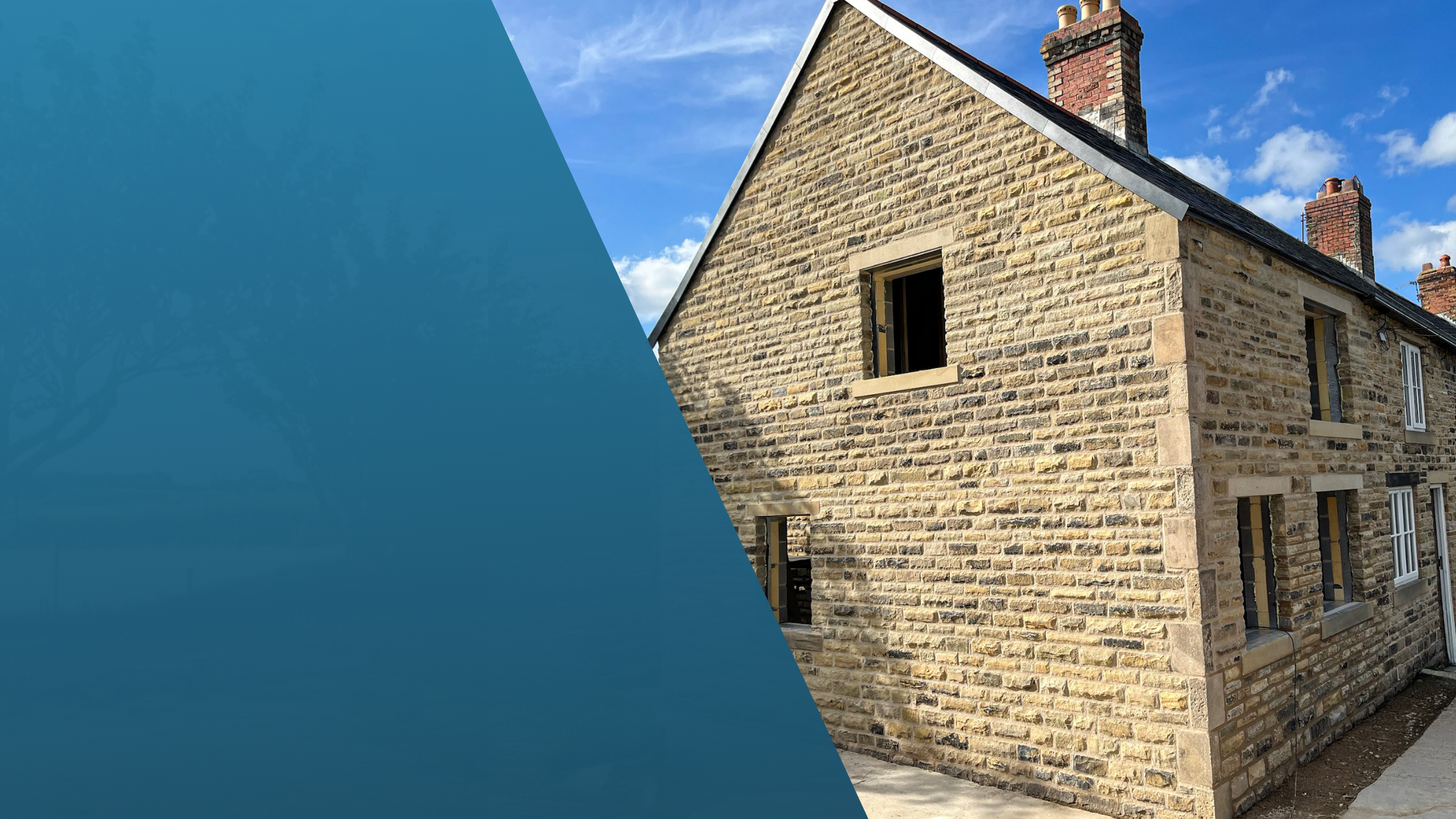 Traditional stone double storey side extension designed to blend seamlessly with the existing property.