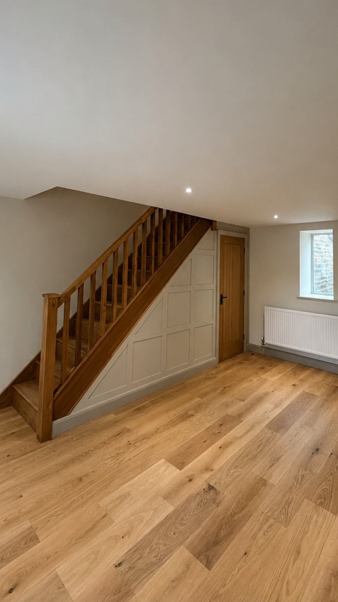 New staircase and hallway created as part of the double storey side extension.