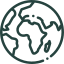 A globe icon illustrating Earth's continents and oceans.