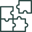 Four puzzle pieces fitting together.