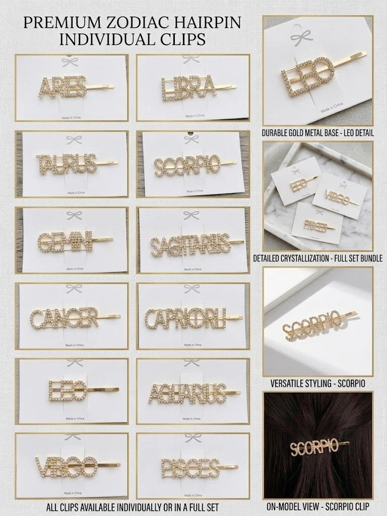 Gold Zodiac Hair Clips
