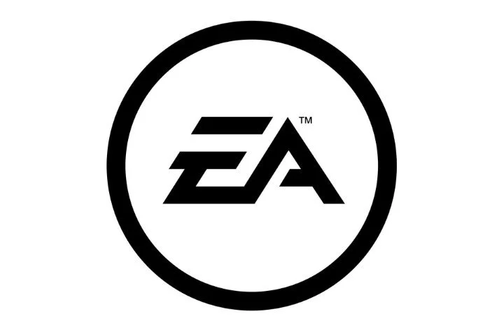 Black EA logo inside a black circle on a white background.