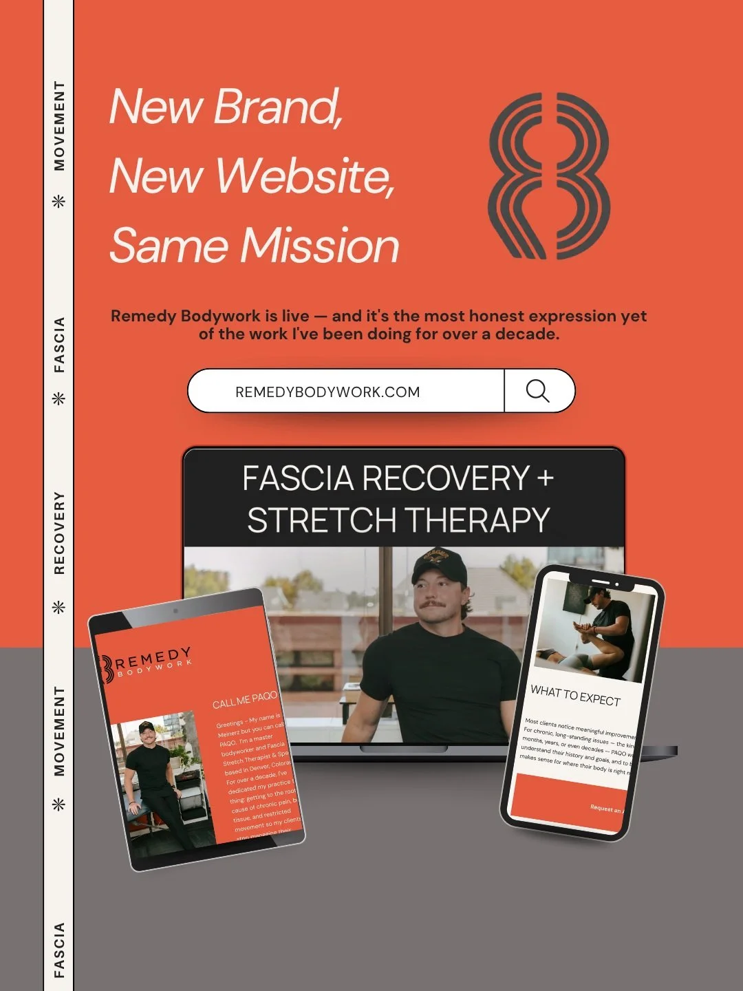 Something has been in the works.

Remedy Bodywork has officially launched &mdash; and it's the most honest expression yet of the work I've been offering for over a decade.

Same hands. Evolved practice. A deeper, clearer picture of what's actually po