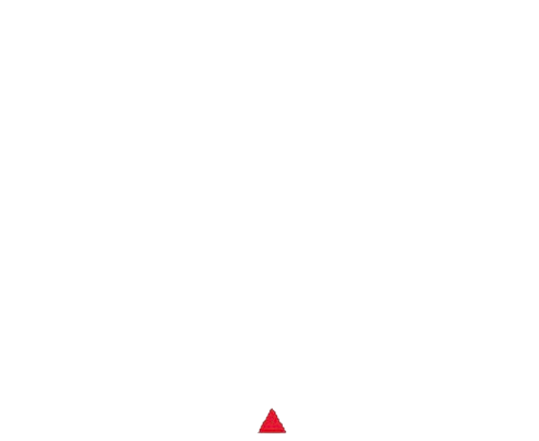 A red triangle pointing downward with a black background.