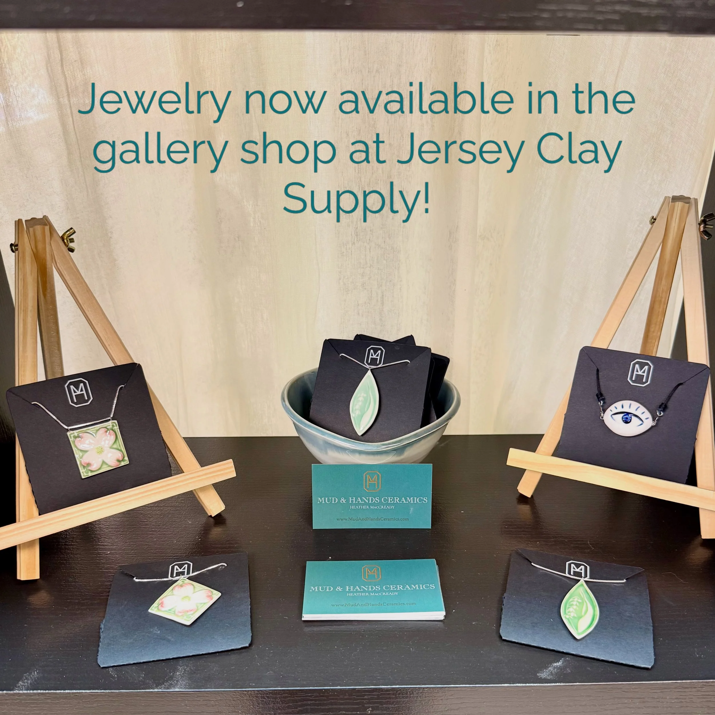 Big news!! My porcelain pendants are now stocked in the gallery shop at @jerseyclaysupply - stop by the shop to check them out, or reach out to me directly!