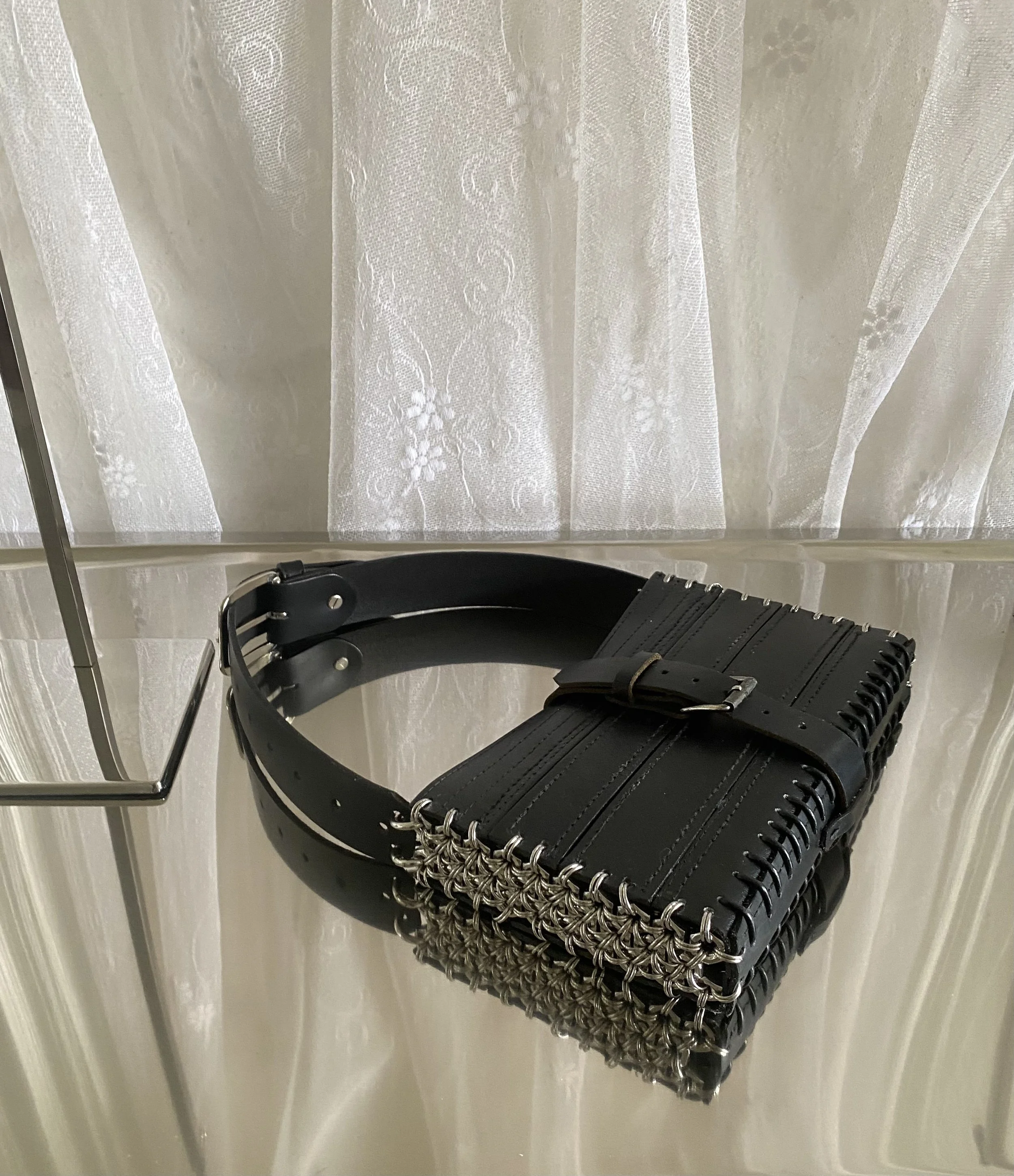 ARMOUR CORE 01 - Heavy Duty Leather Handbag with Industrial Chainmail