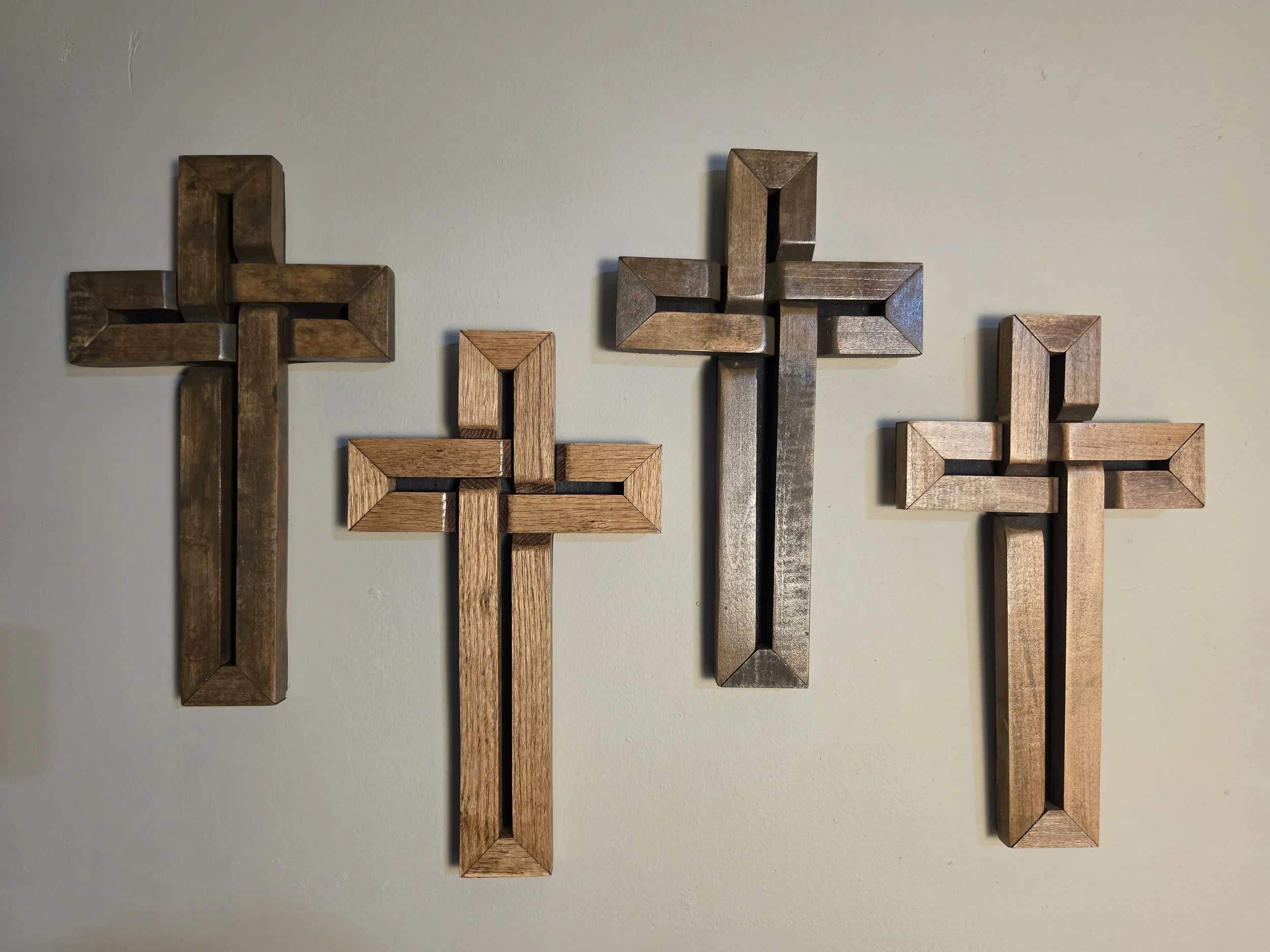 Handcrafted Solid Hardwood Woven Crosses - Trinity Collection