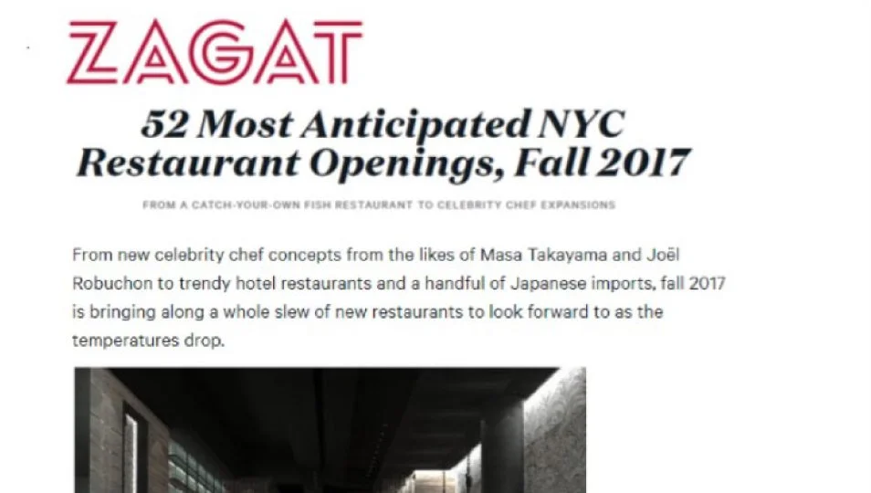 [ZAGAT] 52 Most Anticipated NYC Restaurant Openings, Fall 2017