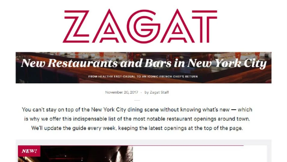 [ZAGAT] New Restaurants and Bars in New York City
