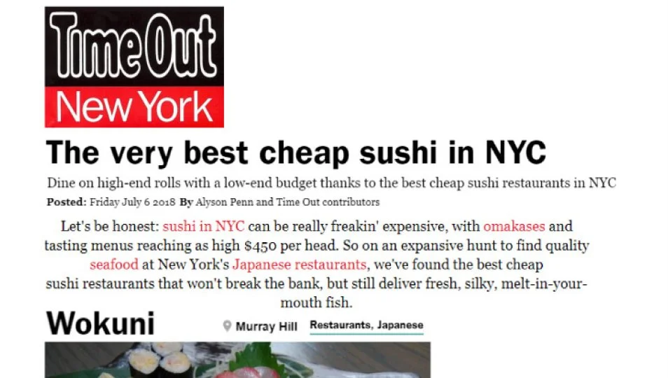 [TimeOut] The Very Best Cheap Sushi in NYC