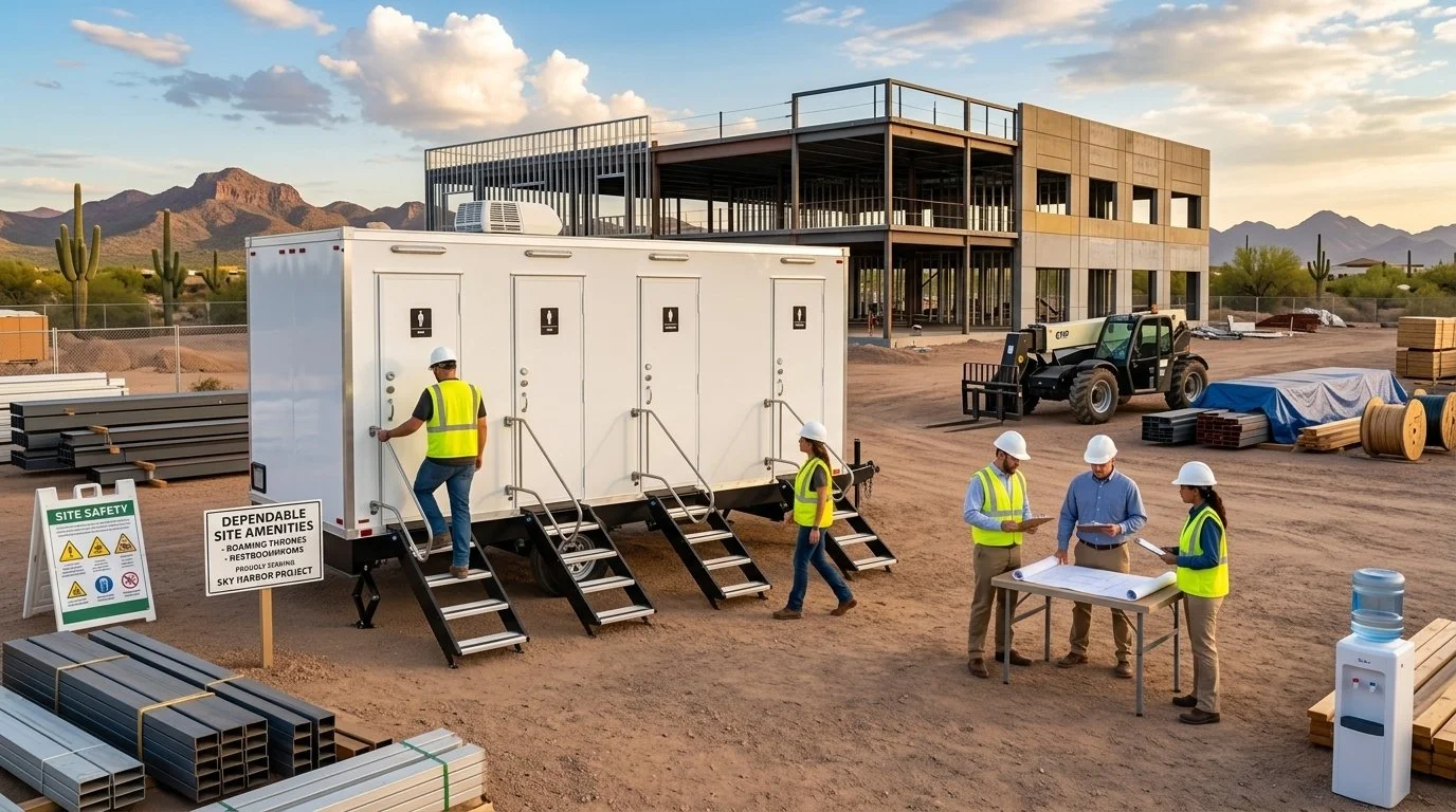 Temporary restroom trailer rental for public agencies and municipal events in North Carolina