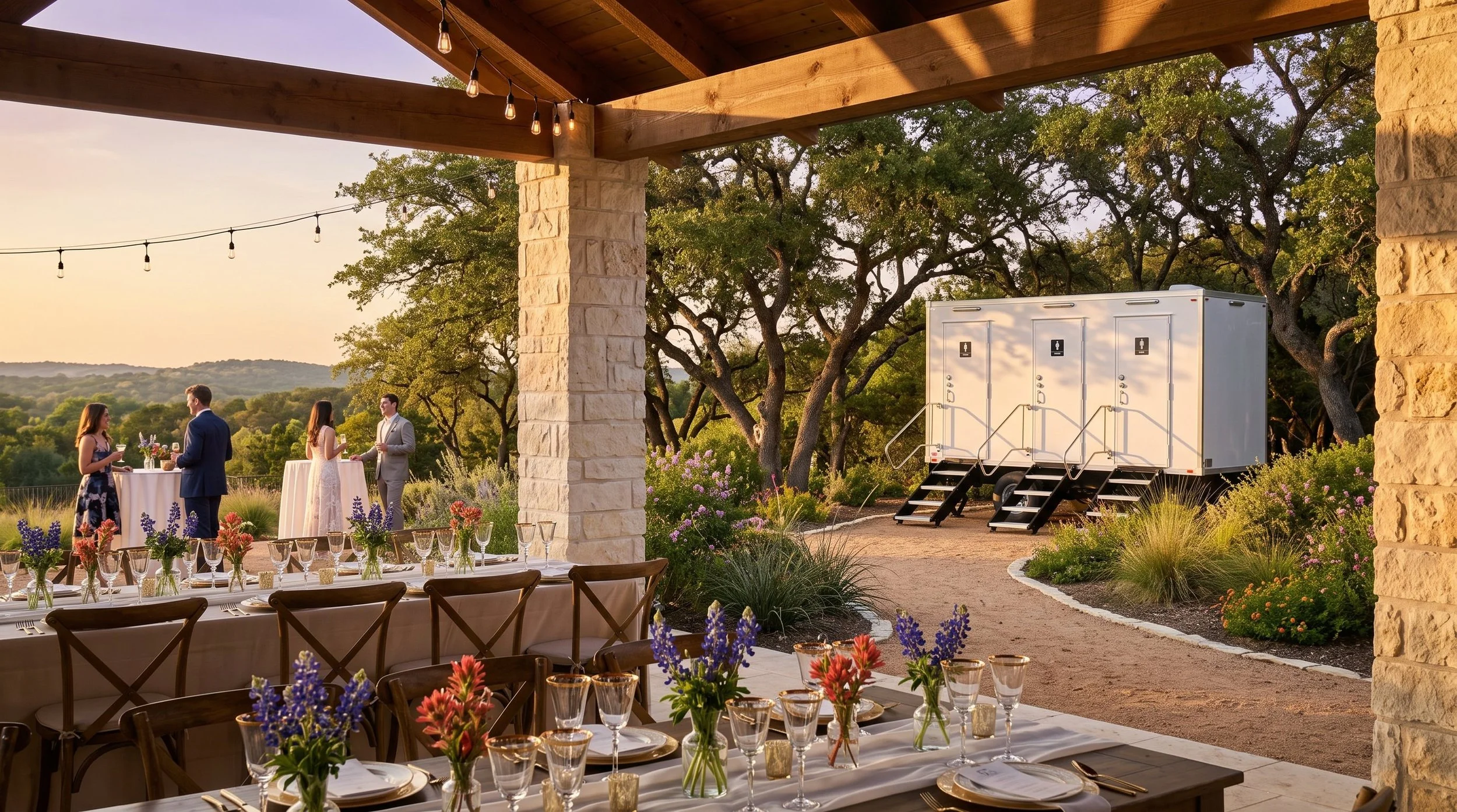 Upscale mobile restroom trailer for private special events and celebrations in North Carolina
