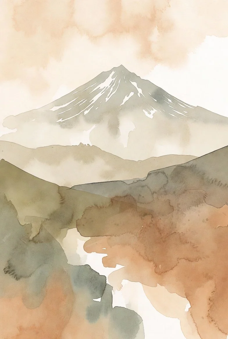 Water colored painting of Mount Shasta California