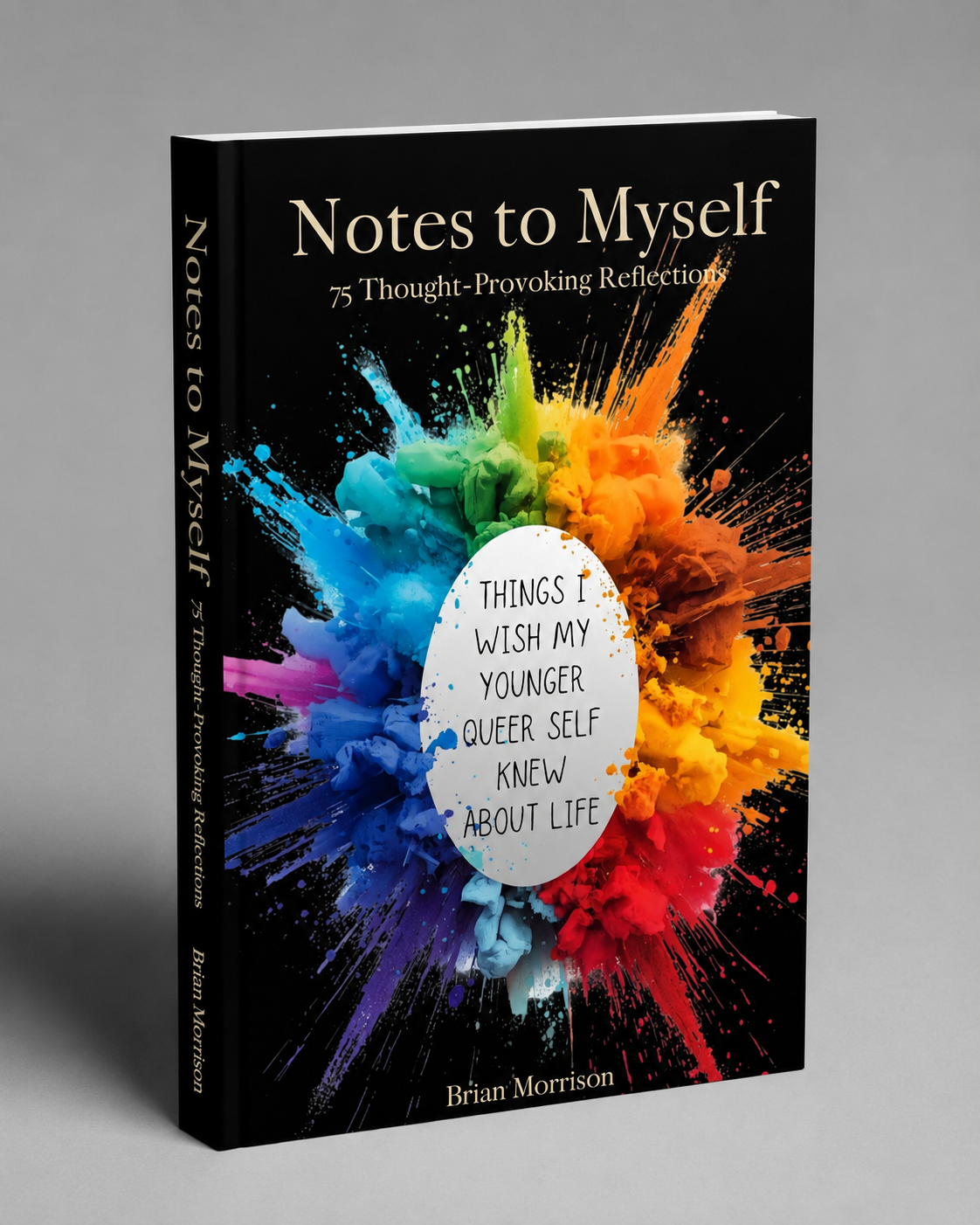 Book titled "Notes to Myself: Things I Wish My Younger Queer Self Knew About Life" 75 thought-provoking reflections.