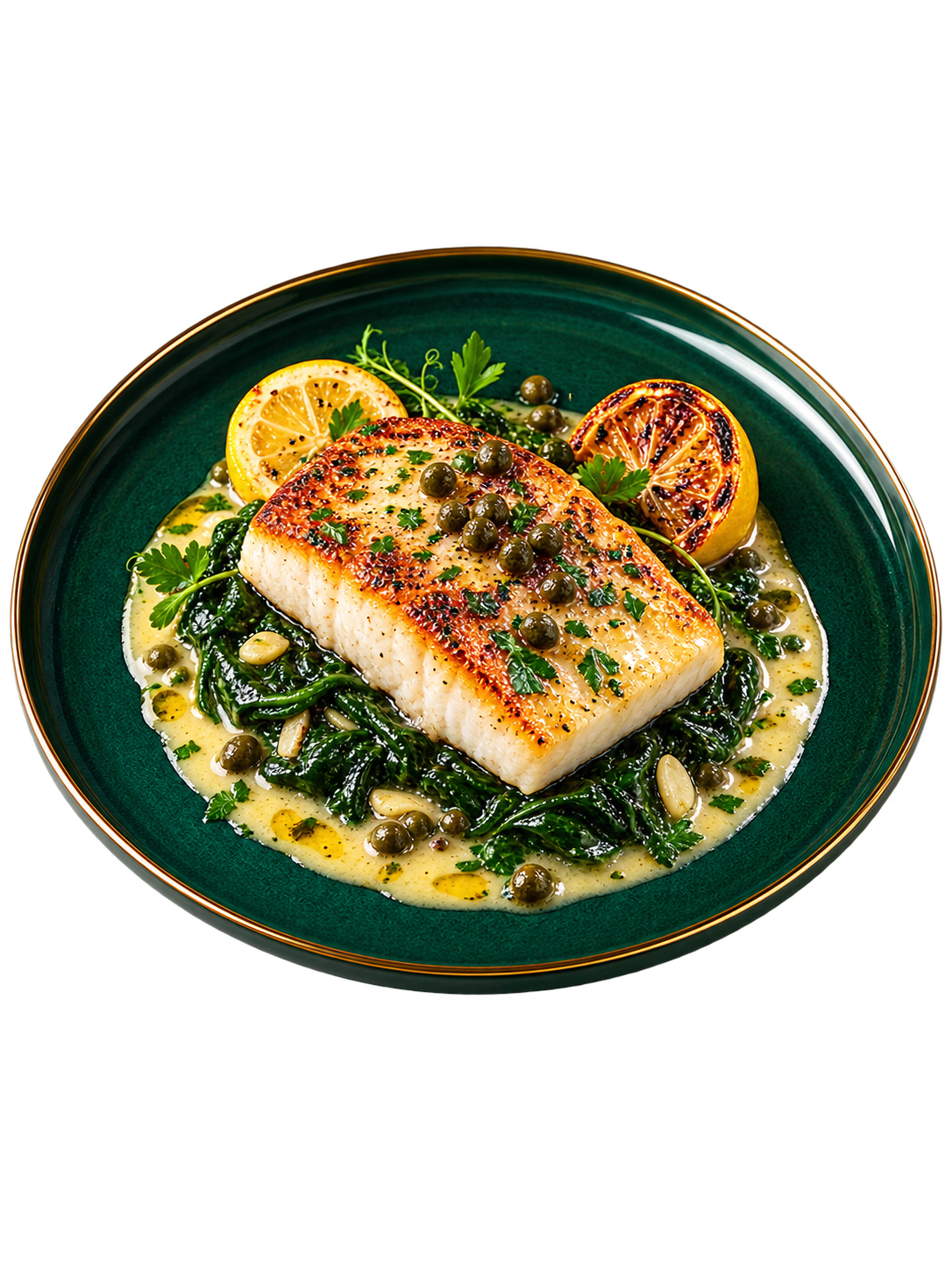 Halibut with Lemon Caper Butter Sauce