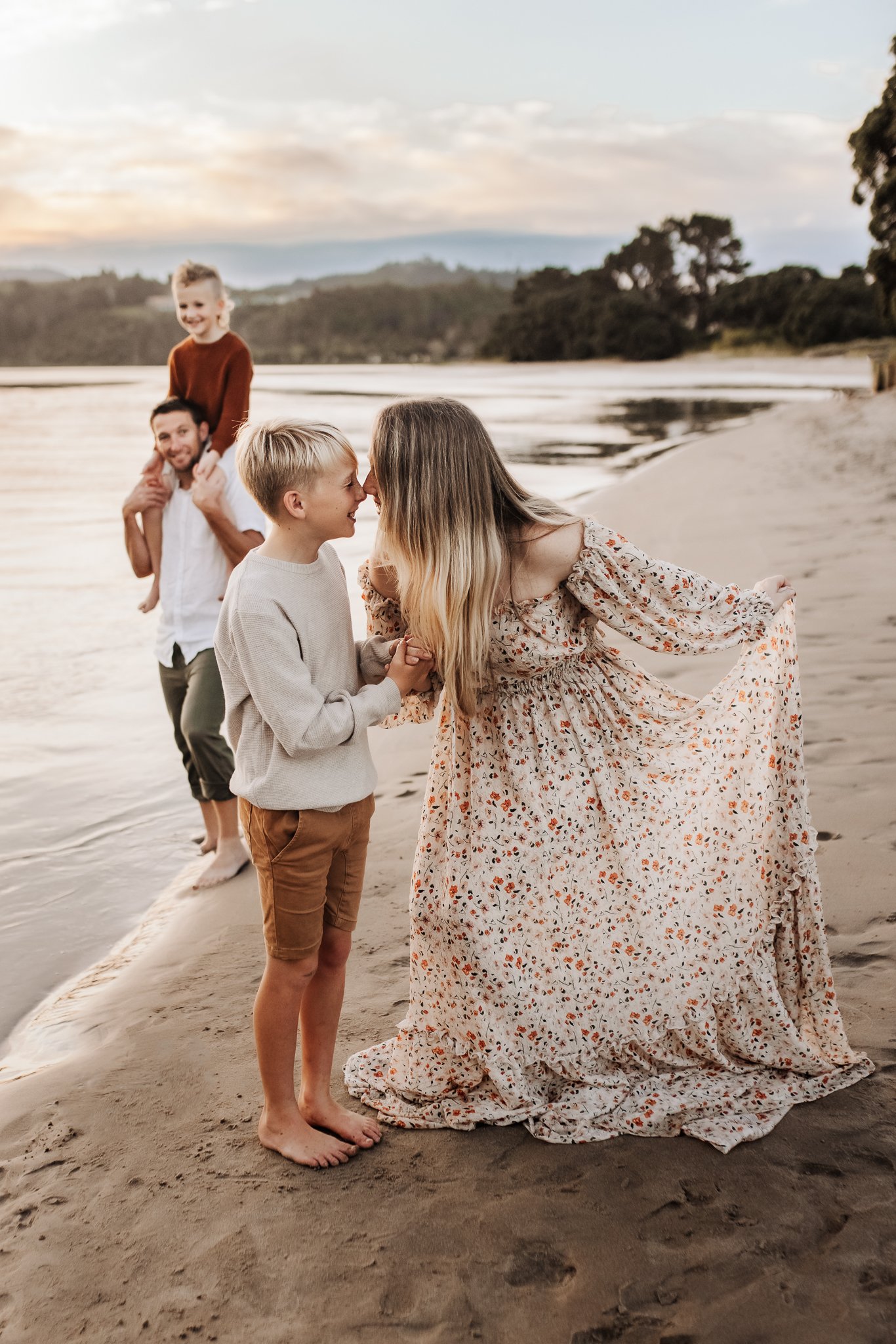 With her boys in Whangamata