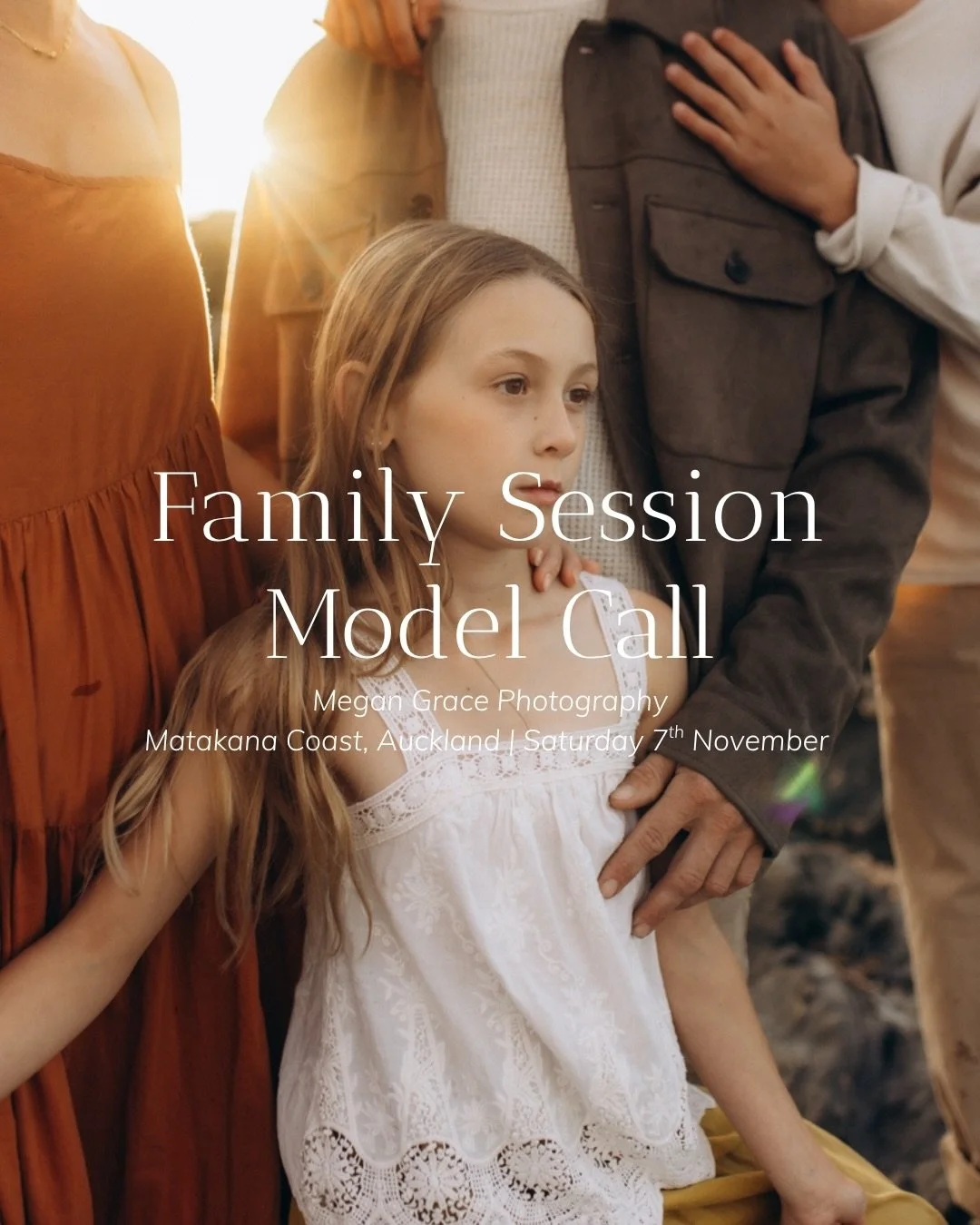 ✨ FAMILY MODEL CALL ✨ 🦋 Picture warm evening light, salty hair and your little ones splashing in the ocean. 
I&rsquo;d love your family to join me for a beach session at In Real Time, my in-person workshop on the Matakana Coast on Saturday 7th Novem
