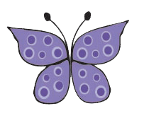 Digital artwork of a purple butterfly with spots by Victoria Louise Rudolph.
