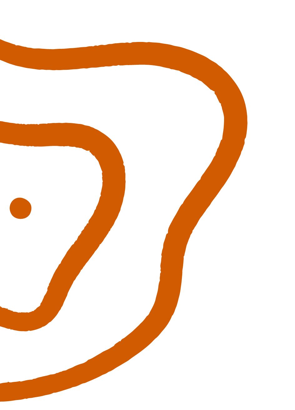 Close-up of a large orange question mark on a black background.