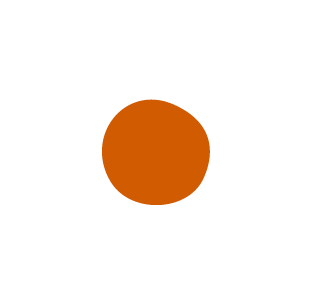 A black abstract figure with its arms raised, holding a brown circle.